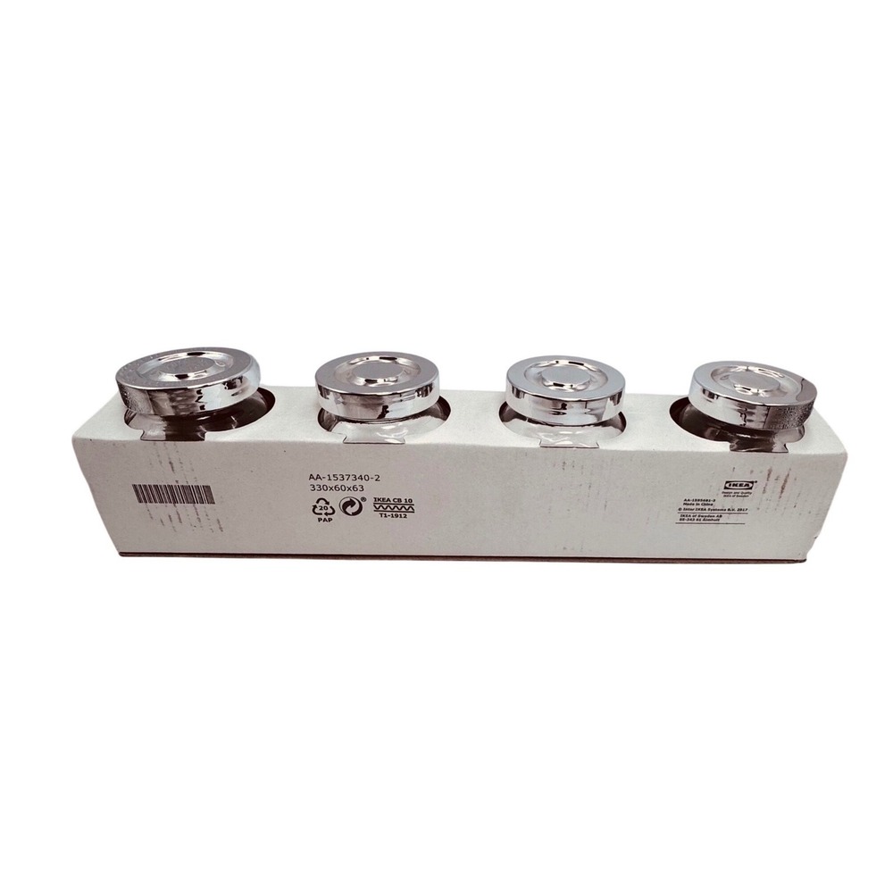IKEA Rajtan Spice Jars Glass Silver Lid Set of 4 5oz‎ New Kitchen Crafts